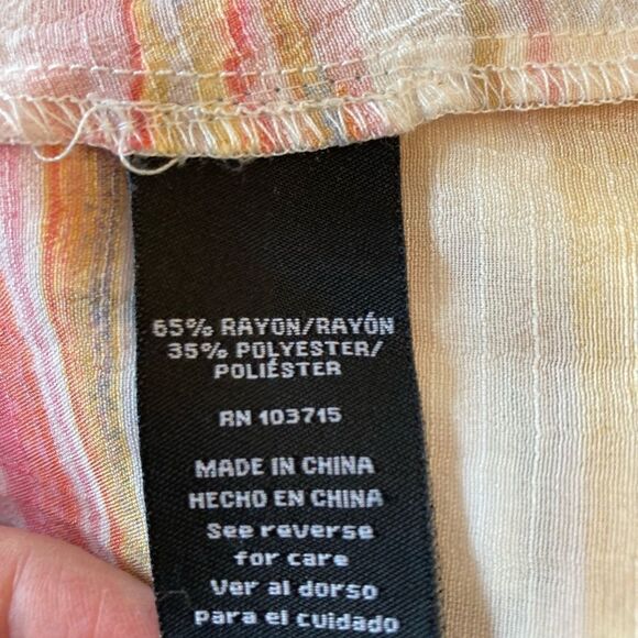 Zac & Rachel Striped Multicolor Button-down airy longer blouse or tie at waist - Picture 10 of 12